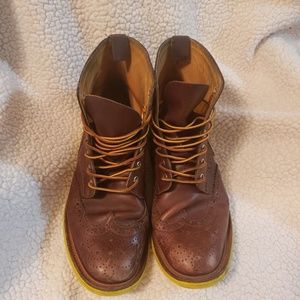 MARK MCNAIRY Brown Wingtip Boots Yellow Contrast